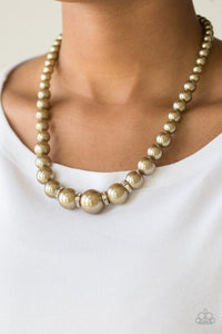 Party Pearls Brass Necklace