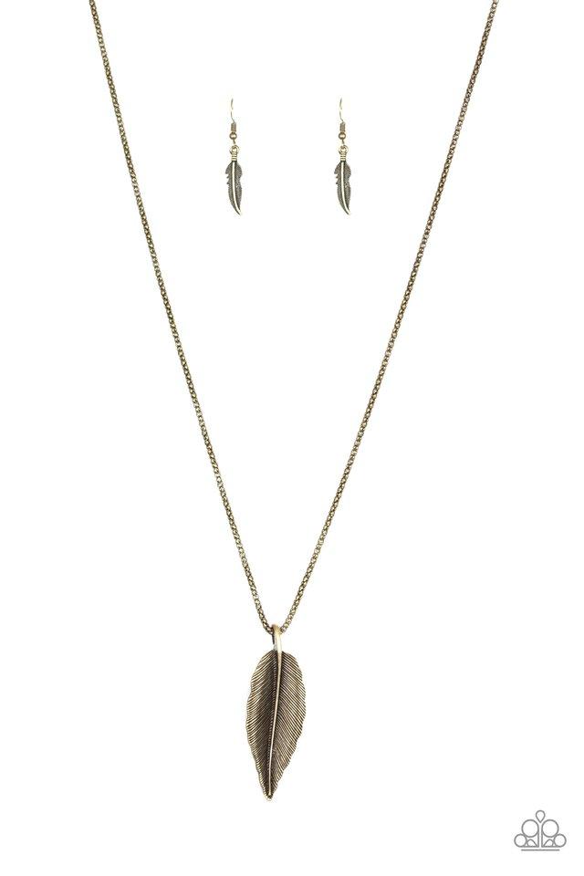 Feather Forager Brass Necklace