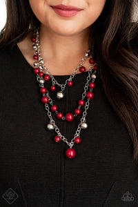 The Partygoer Red Necklace (4 Pieces Set).