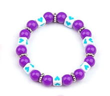 Load image into Gallery viewer, Starlet Shimmer Bracelet - Purple with Blue Heart
