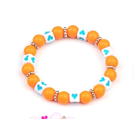 Starlet Shimmer Bracelet - Orange with Blue Heart