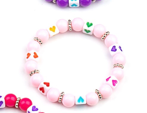 Starlet Shimmer Bracelet - Pink with Multi Color Heart